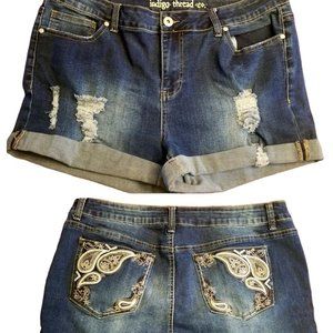 NWOT | Indigo Thread Co | Distressed Ripped Jean Shorts | Women's | Size: 14